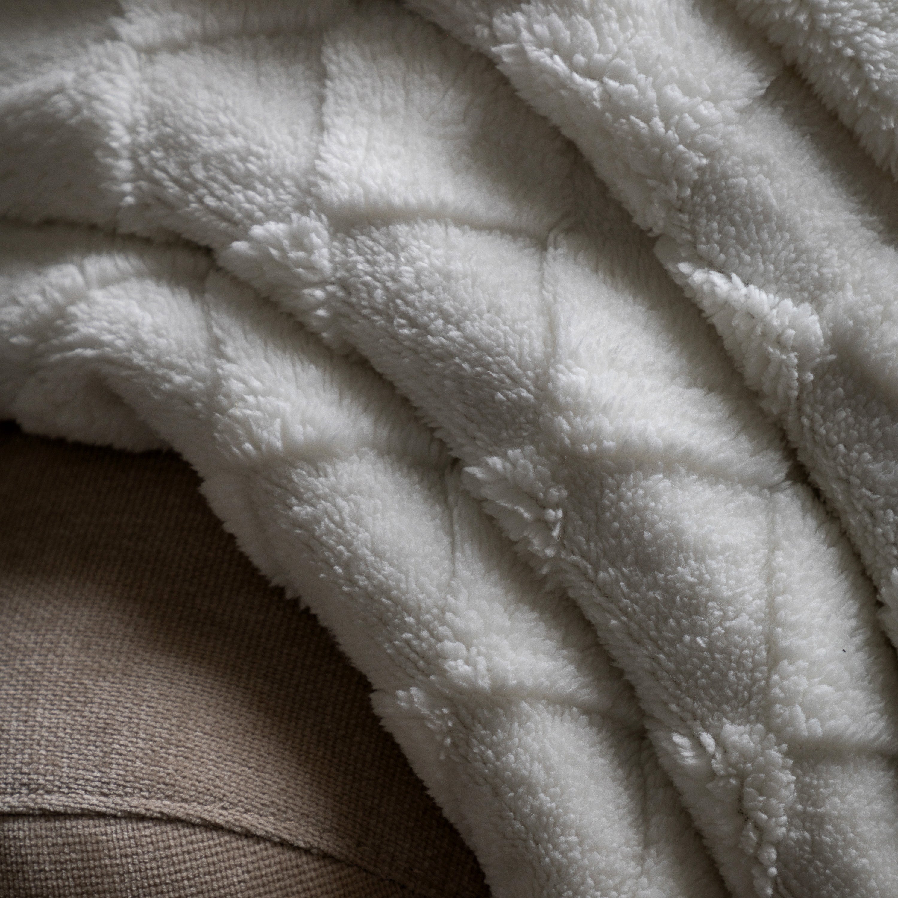 Barren Checked Sherpa Cream Throw